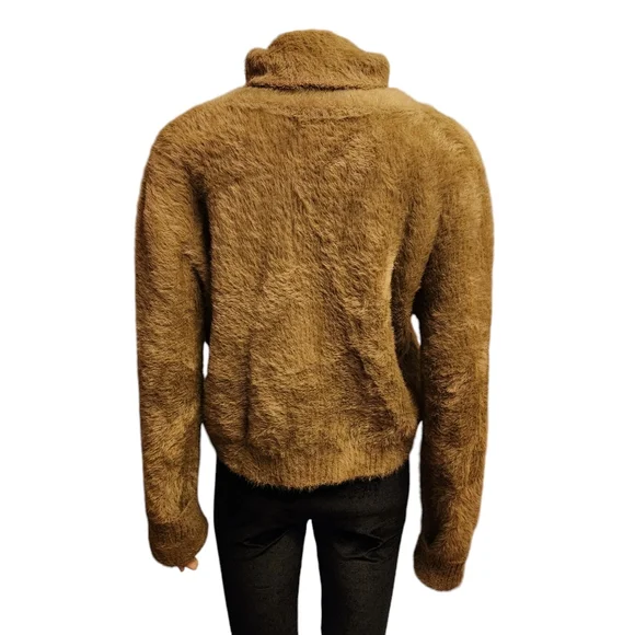 Nasty Gal Green Fuzzy Crop Turtleneck Sweater L - Picture 5 of 13